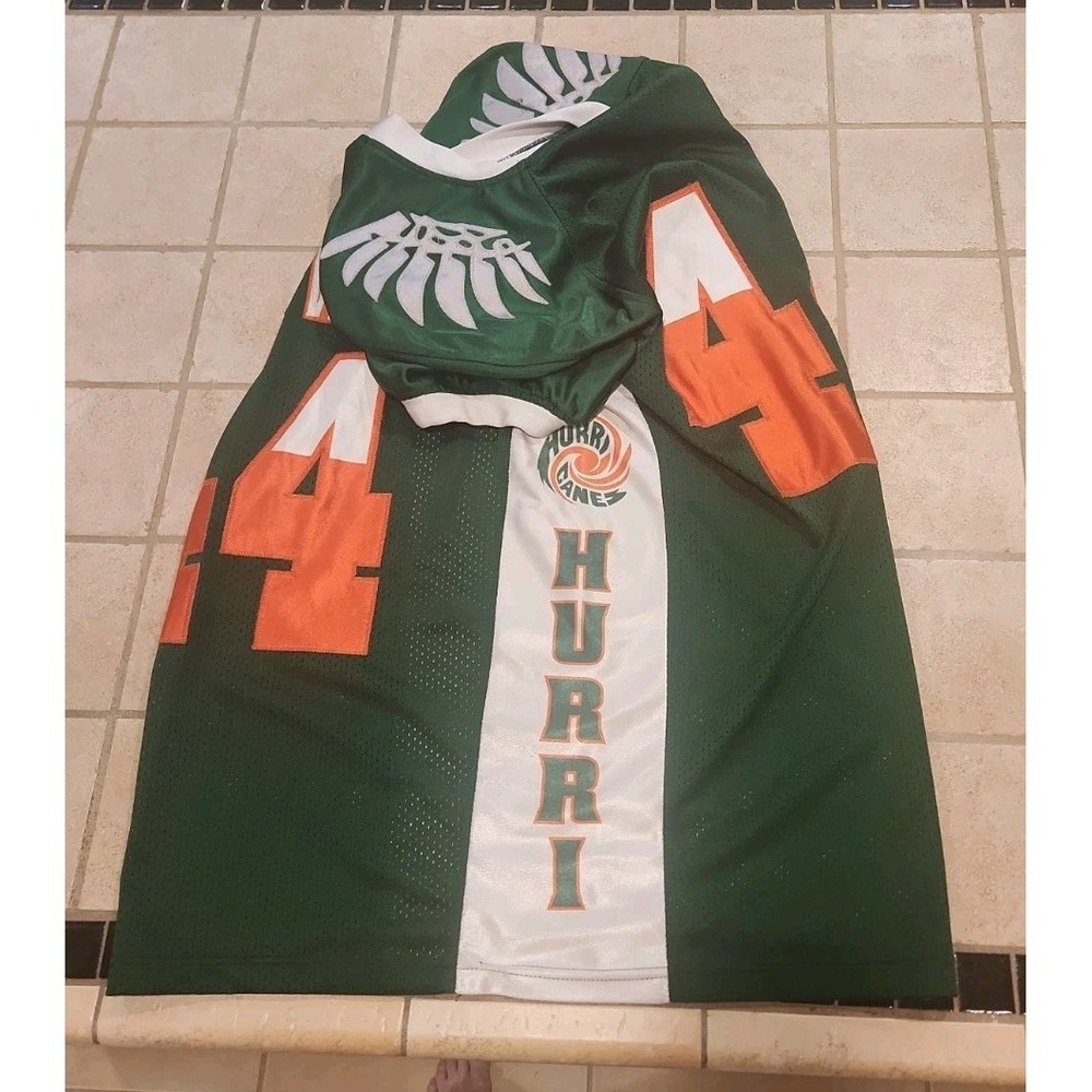 Mesh Hurricanes Logo Mens Green Football Game Jersey #44 vintage Large chest 44